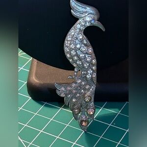 Vintage unsigned Boucher BROOCH PIN 1940s BIRD OF PARADISE crystal rhinestone